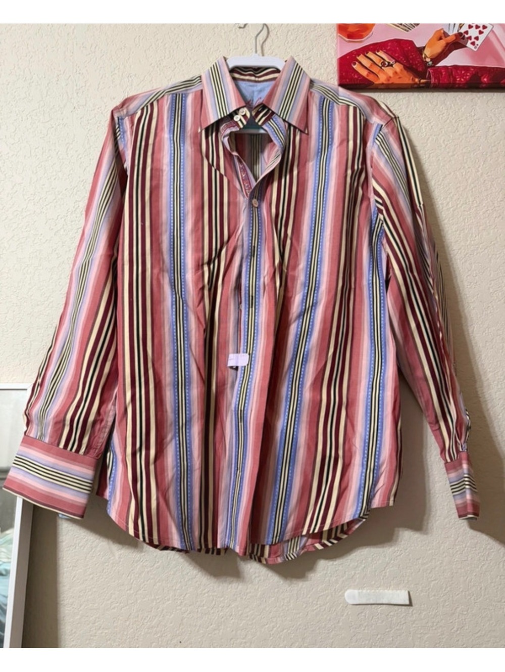 Robert Graham Vertical Striped Multicolor Long Sleeve Button Up Shirt Mens L